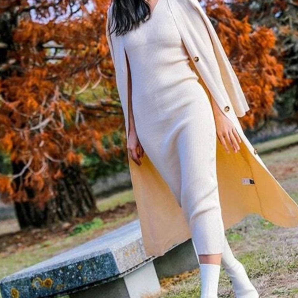 Classic Sleeveless Midi Dress Button Down Long Cardigan Set - Picture 5 of 11
